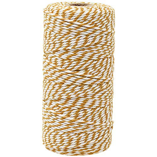 Decorative Bakers Twine for DIY Crafts and Gift Wrapping JustArtifacts.net Just Artifacts ECO Bakers Twine 110yd 12Ply Striped Mustard Yellow